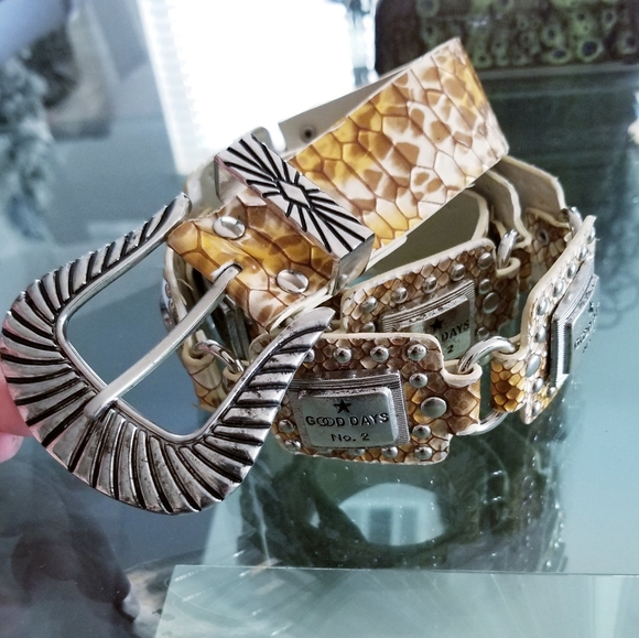 Accessories - Vintage Rare Snake Skin Leather Belt